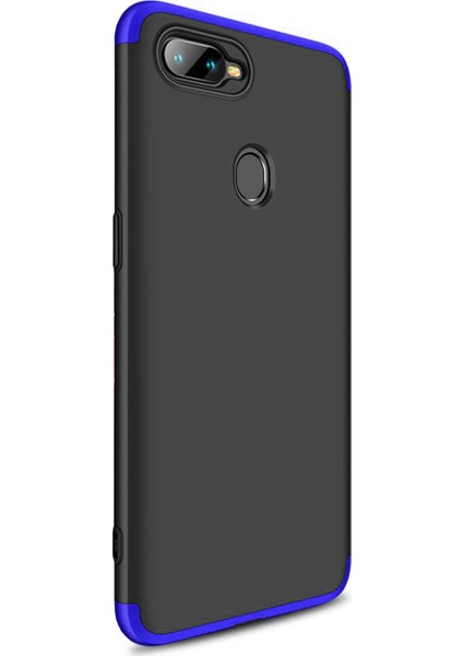 Oppo A5S Kılıf Double Dip 360 Protective - Siyah - Mavi