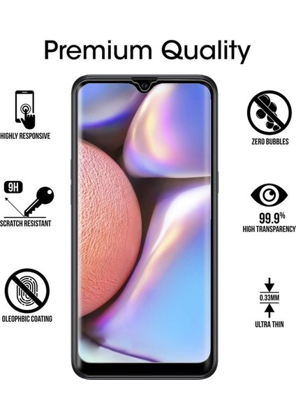 Samsung Galaxy A10s Tam Kaplayan Temperli Cam Ekran Koruyucu - Siyah