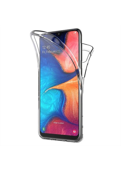 Samsung Galaxy A20 Kılıf 6 tarafı tam full koruma 360 Clear Soft - Şeffaf