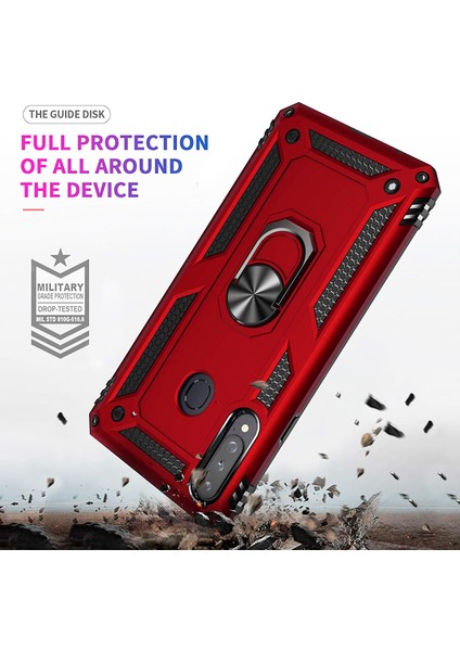 Samsung Galaxy A20s Kılıf Military Ring Holder - Rose Gold