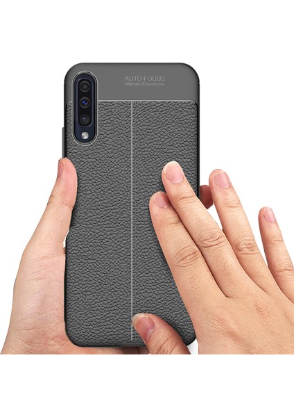 Samsung Galaxy A30s Kılıf Deri Dokulu Silikon - Kırmızı