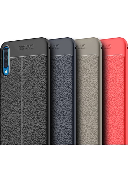 Samsung Galaxy A30s Kılıf Deri Dokulu Silikon - Kırmızı