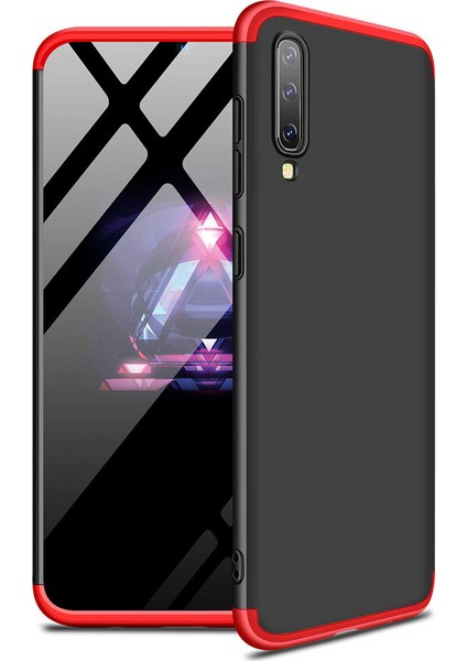 Samsung Galaxy A30S Kılıf Double Dip 360 Protective - Siyah - Kırmızı