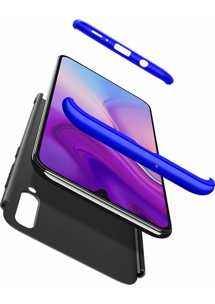 Samsung Galaxy A30S Kılıf Double Dip 360 Protective - Siyah - Mavi