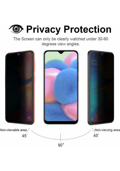 Samsung Galaxy A30s Privacy 5D Gizlilik Filtreli Cam Ekran Koruyucu - Siyah fiyatları