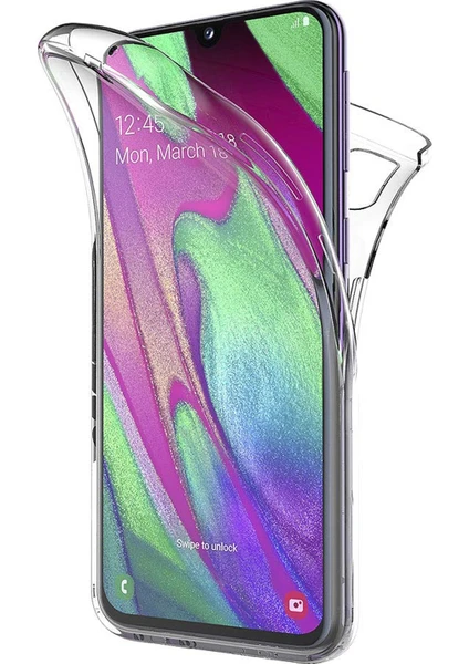 Samsung Galaxy A40 Kılıf 6 tarafı tam full koruma 360 Clear Soft - Şeffaf