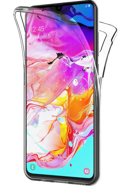Samsung Galaxy A70 Kılıf 6 tarafı tam full koruma 360 Clear Soft - Şeffaf