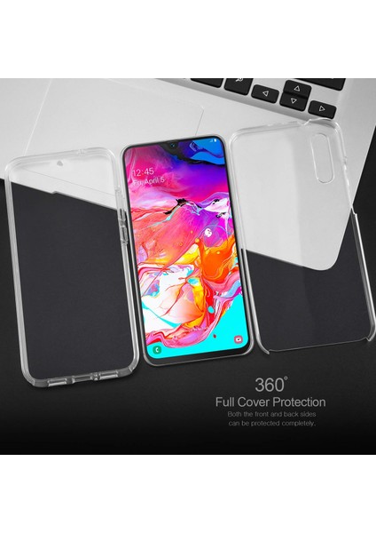 Samsung Galaxy A70 Kılıf 6 tarafı tam full koruma 360 Clear Soft - Şeffaf