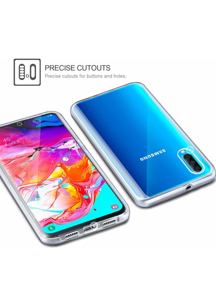 Samsung Galaxy A70 Kılıf 6 tarafı tam full koruma 360 Clear Soft - Şeffaf