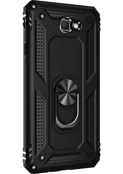 Samsung Galaxy J7 Prime Kılıf Military Ring Holder - Siyah