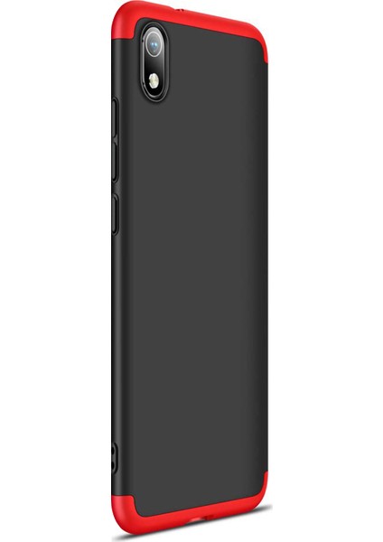 Xiaomi Redmi 7A Kılıf Double Dip 360 Protective - Siyah - Kırmızı