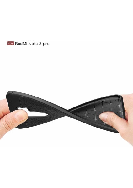 Xiaomi Redmi Note 8 Pro Kılıf Deri Dokulu Silikon - Kırmızı