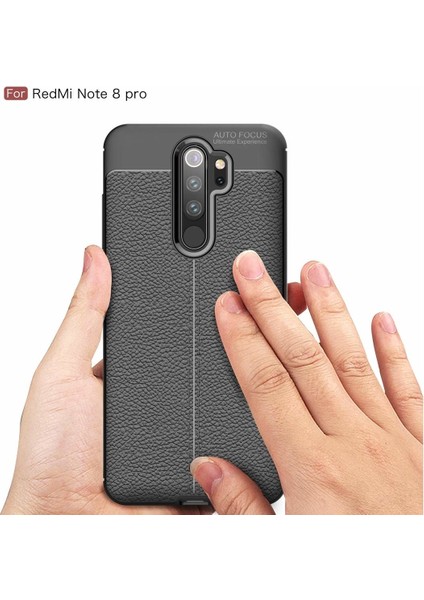 Xiaomi Redmi Note 8 Pro Kılıf Deri Dokulu Silikon - Kırmızı