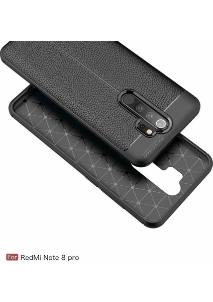 Xiaomi Redmi Note 8 Pro Kılıf Deri Dokulu Silikon - Kırmızı