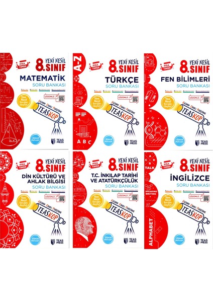 8. Sınıf Teaskop Soru Bankası Seti 6 Kitap