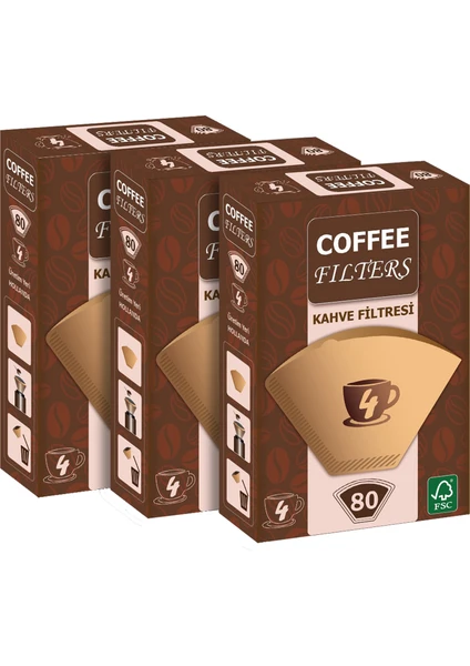 Coffee Filters Filtre Kahve Kağıdı No:4 80'li @ 3 Paket