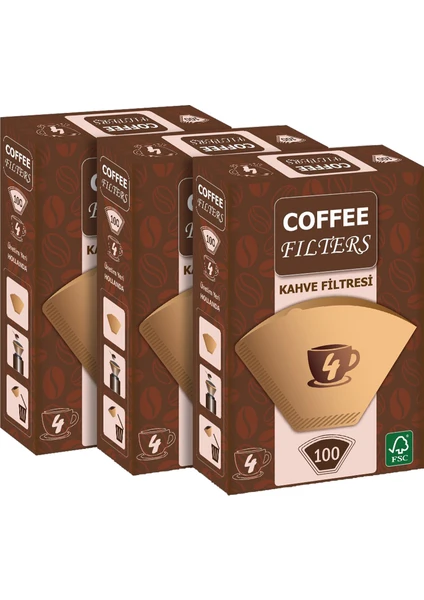 Coffee Filters Filtre Kahve Kağıdı No:4 100'lü @ 3 Paket