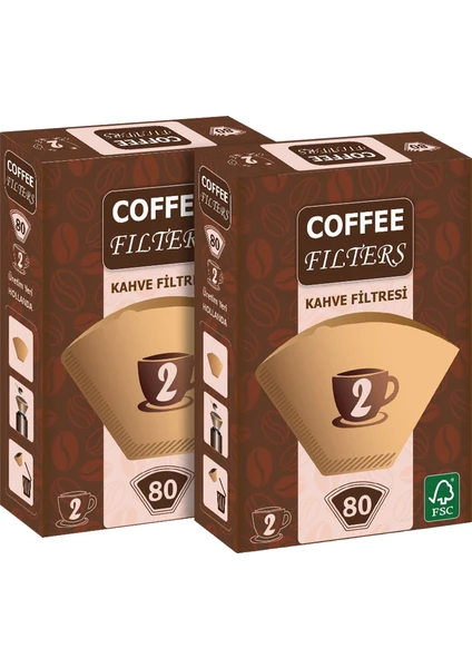 Coffee Filters Filtre Kahve Kağıdı No:2 80'li @ 2 Paket