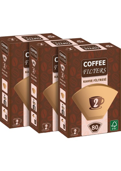 Coffee Filters Filtre Kahve Kağıdı No:2 80'li @ 3 Paket