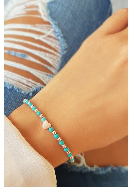 Firuze ve Hematit Taşlı Gümüş Bileklik