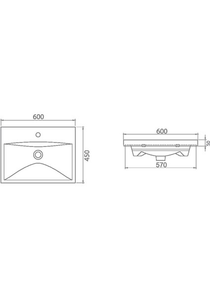 Seramik Elite Etajerli Lavabo 60  x  45 cm