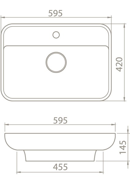 Seramik Lal Lavabo 60 x 42 cm