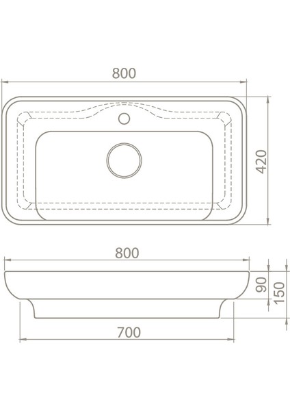 Seramik Lal Lavabo 80  x  42 cm