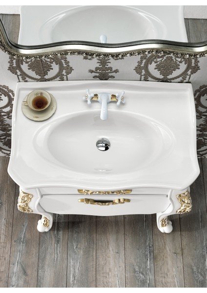 Seramik Royal Etajerli Lavabo 65 x 50 cm modelleri