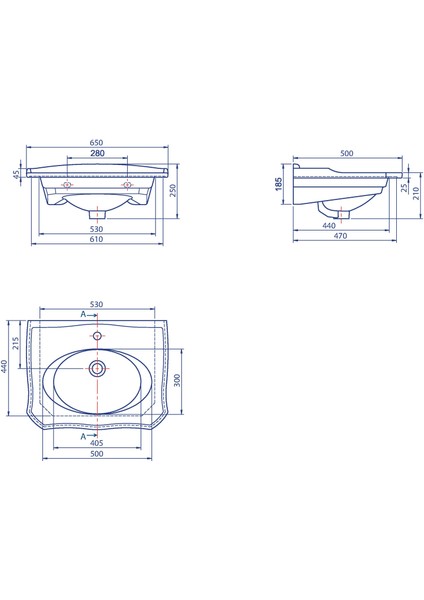 Seramik Royal Etajerli Lavabo 65 x 50 cm fırsatları
