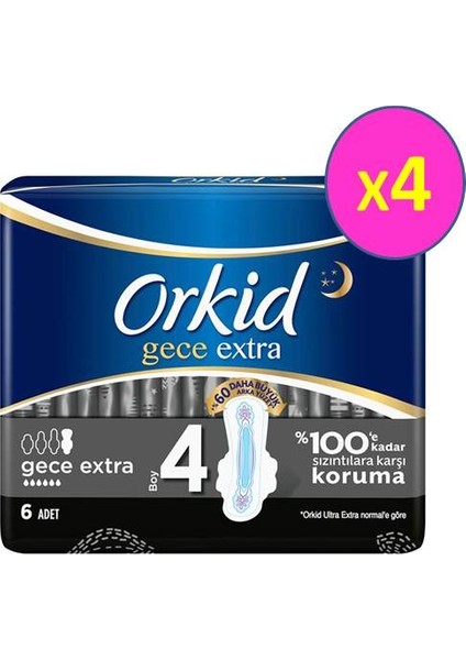 Ultra Extra Hijyenik Ped Gece Extra Tekli Paket 6x4 Ped