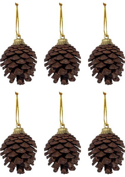 Yılbaşı Çam Ağacı Süsü Kozalak Kahverengi 4 cm 6'lı