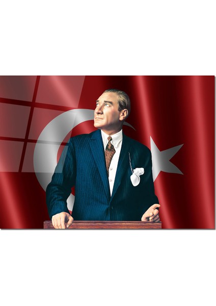 Cam Tablo Atatürk Tablo 50 x 70 cm Uv Baskı Temperli