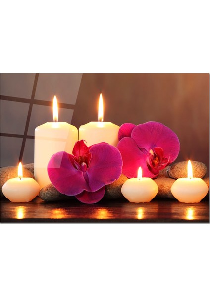Cam Tablo Mum Tablo 50 x 70 cm Uv Baskı Temperli