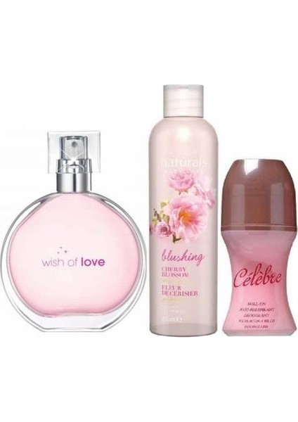 Wish Of Love 50 ml Bayan Edt+Avon Rolon+Avon Naturals 200 ml Duş Jeli