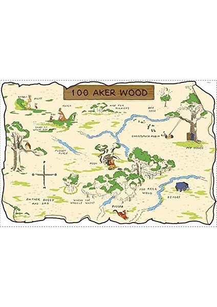 RoomMates RMK1502SLM Winnie The Pooh ve Arkadaşları 100 Aker Haritası Duvar Sticker fiyatları
