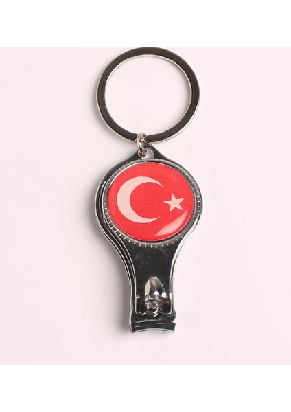 Bayrak Temalı Tırnak Makaslı Açacaklı Anahtarlık-Çelik
