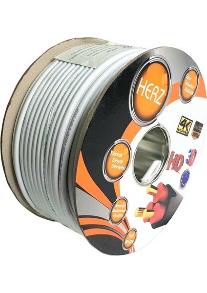 Herz RG6U6 Trishield Anten Kablosu 80TEL 100 mt