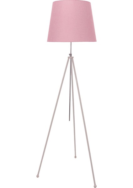 Tripod Beyaz Ayak Pembe Şapkalı Lambader