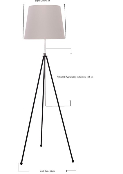 Tripod Beyaz Ayak Pembe Şapkalı Lambader