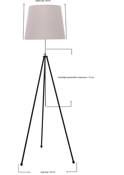 Umur Aydınlatma Tripod Siyah Ayak Parlement Şapkalı Lambader
