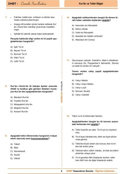 DHBT’nin Pusulası 2020 Tamamı Çözümlü Soru Bankası modelleri