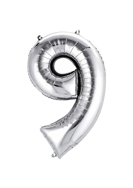 Gümüş Folyo Balon 9 Rakamı 70 cm