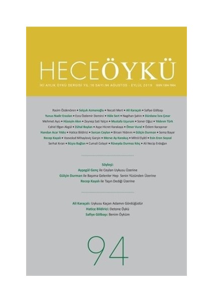 Hece Öykü Dergisi Sayı: 94 (Ağustos - Eylül 2019)