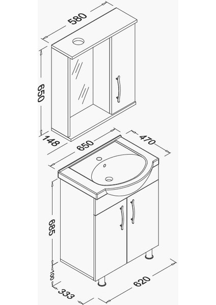 Ece Domino Smart Banyo Dolabı Seti Beyaz 65 cm fiyatları
