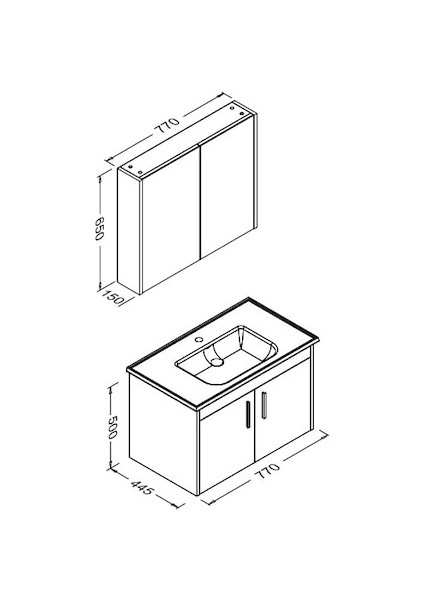 Ece Gama 80 cm Banyo Dolabı Seti Sonoma Meşe Beyaz fiyatları