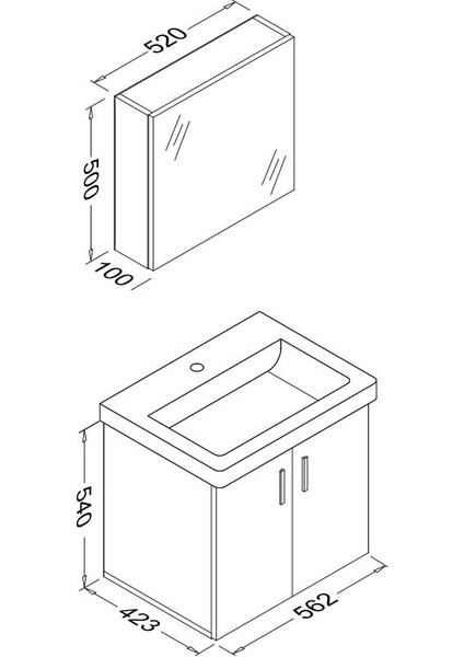 Ece Slim Smart 60 cm Banyo Dolabı Seti Sonoma Meşe