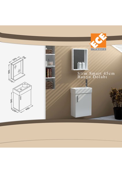 Slim Smart 46 cm Banyo Dolabı Seti