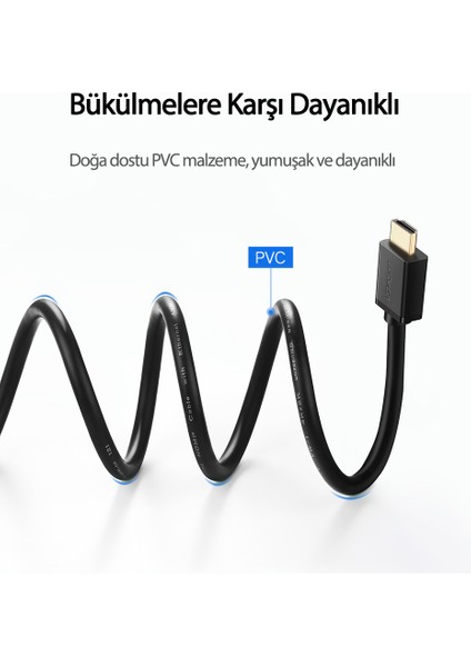 UHD 4K Yüksek Hızlı Ethernet ve HDMI Kablosu 2 Metre