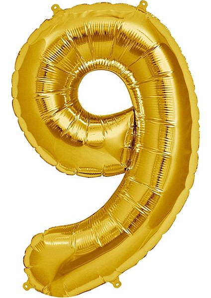 Altın Gold Folyo Balon 9 Rakamı 70 cm