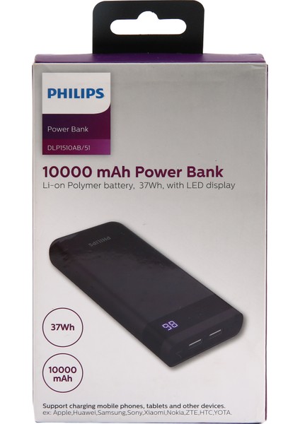 10000 mAh LED Ekran Powerbank Siyah